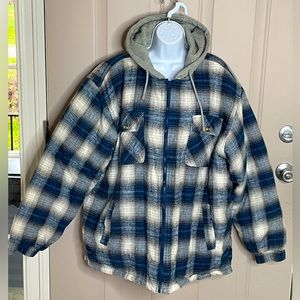 Basic Editions, Thick hooded Flannel jacket with Warm Sherpa lining